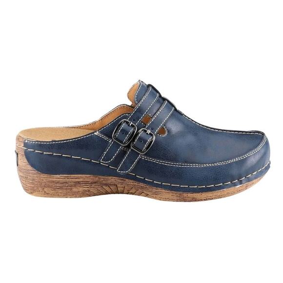 Spring Step Happy Slides Slip Ons Navy Leather Size 7.5/8 US 38 EU NWOB Casual - Picture 1 of 13